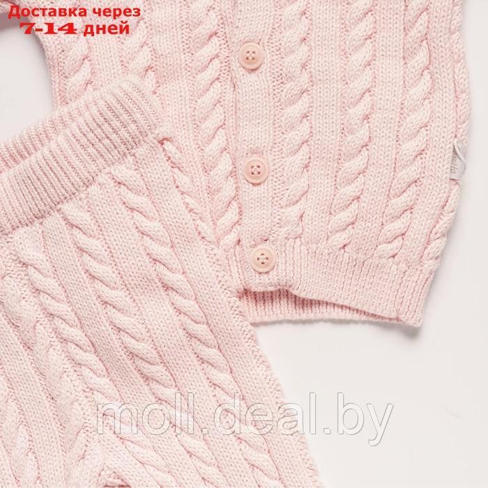 Комплект вязаный (джемпер, брюки, шапочка), цвет розовый, рост 62 см - фото 2 - id-p220110971