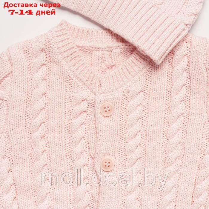 Комплект вязаный (джемпер, брюки, шапочка), цвет розовый, рост 62 см - фото 3 - id-p220110971