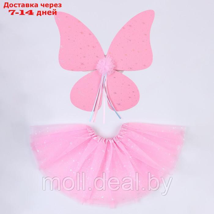 Карнавальный набор "Бабочка", 5-7 лет, розовый: юбка с х/б подкладом, крылья - фото 1 - id-p220110987