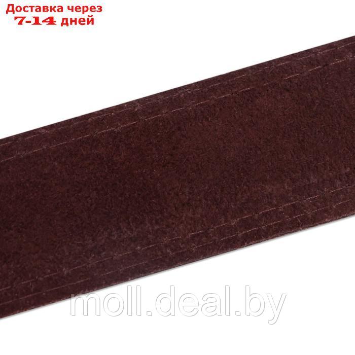 Ошейник кожаный двухслойный на замше, 3,5 см, ОШ 41-51 см, коричневый - фото 6 - id-p220110013