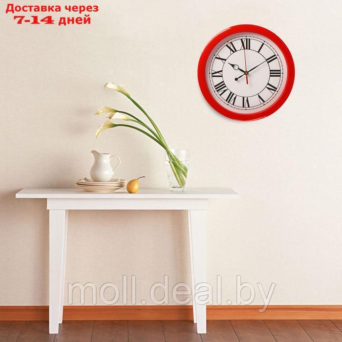 Часы настенные "Классика", римские цифры, красный обод, 28х28 см - фото 2 - id-p220111048