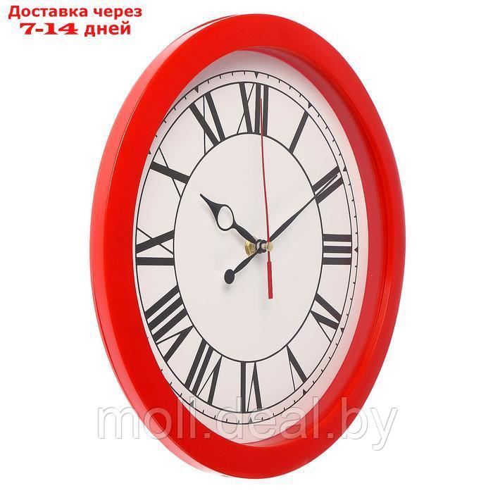 Часы настенные "Классика", римские цифры, красный обод, 28х28 см - фото 3 - id-p220111048