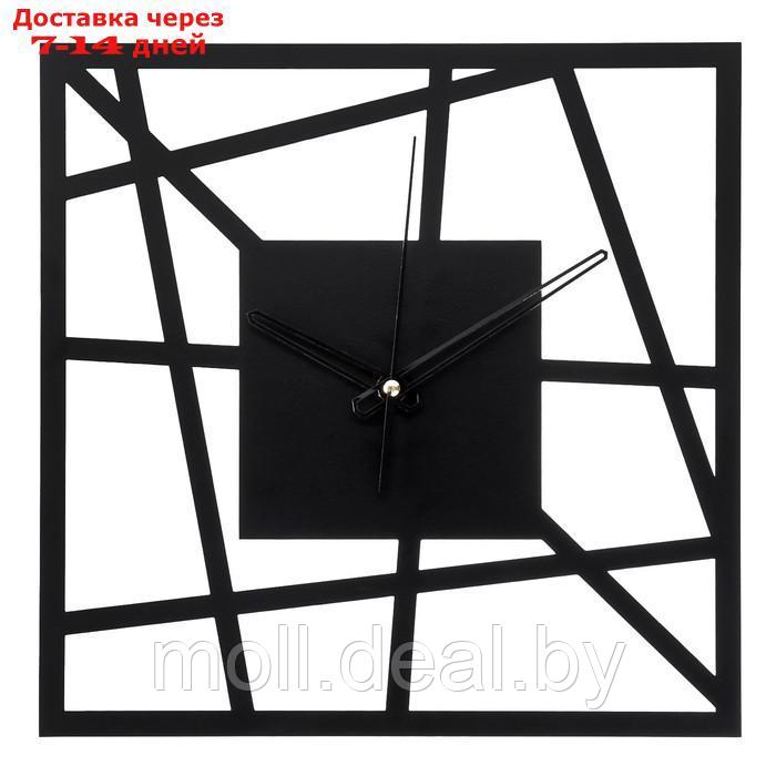 Часы настенные из металла "Линии", плавный ход, 30 х 30 см , черные - фото 1 - id-p220111077
