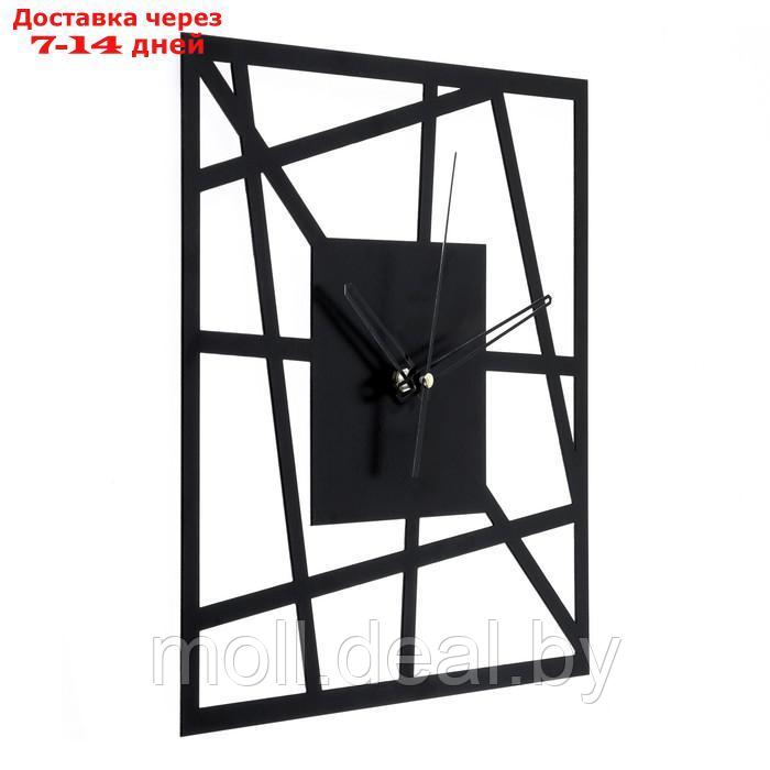Часы настенные из металла "Линии", плавный ход, 30 х 30 см , черные - фото 2 - id-p220111077