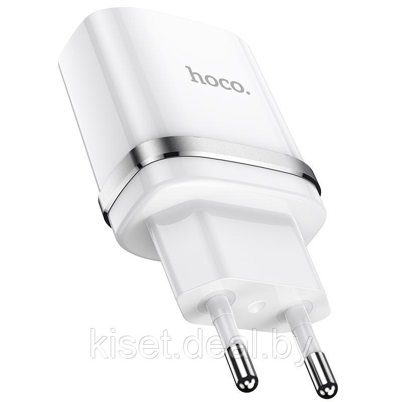 Сетевое зарядное устройство HOCO N1 2.4A белый + кабель microUSB - фото 2 - id-p220132185