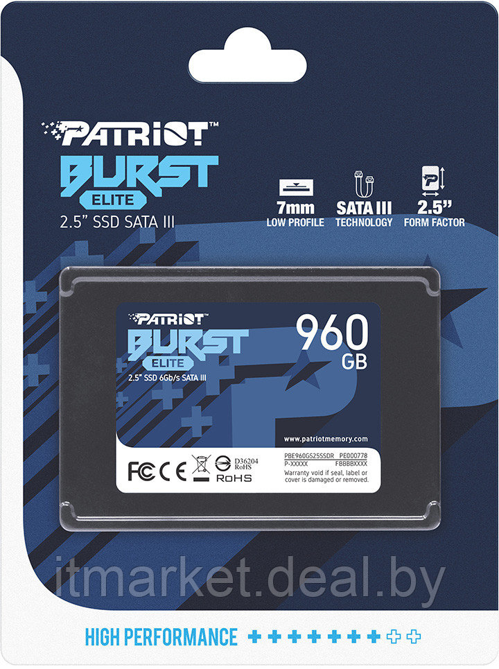 Жесткий диск SSD 960Gb Patriot Burst Elite (PBE960GS25SSDR) - фото 6 - id-p220132047