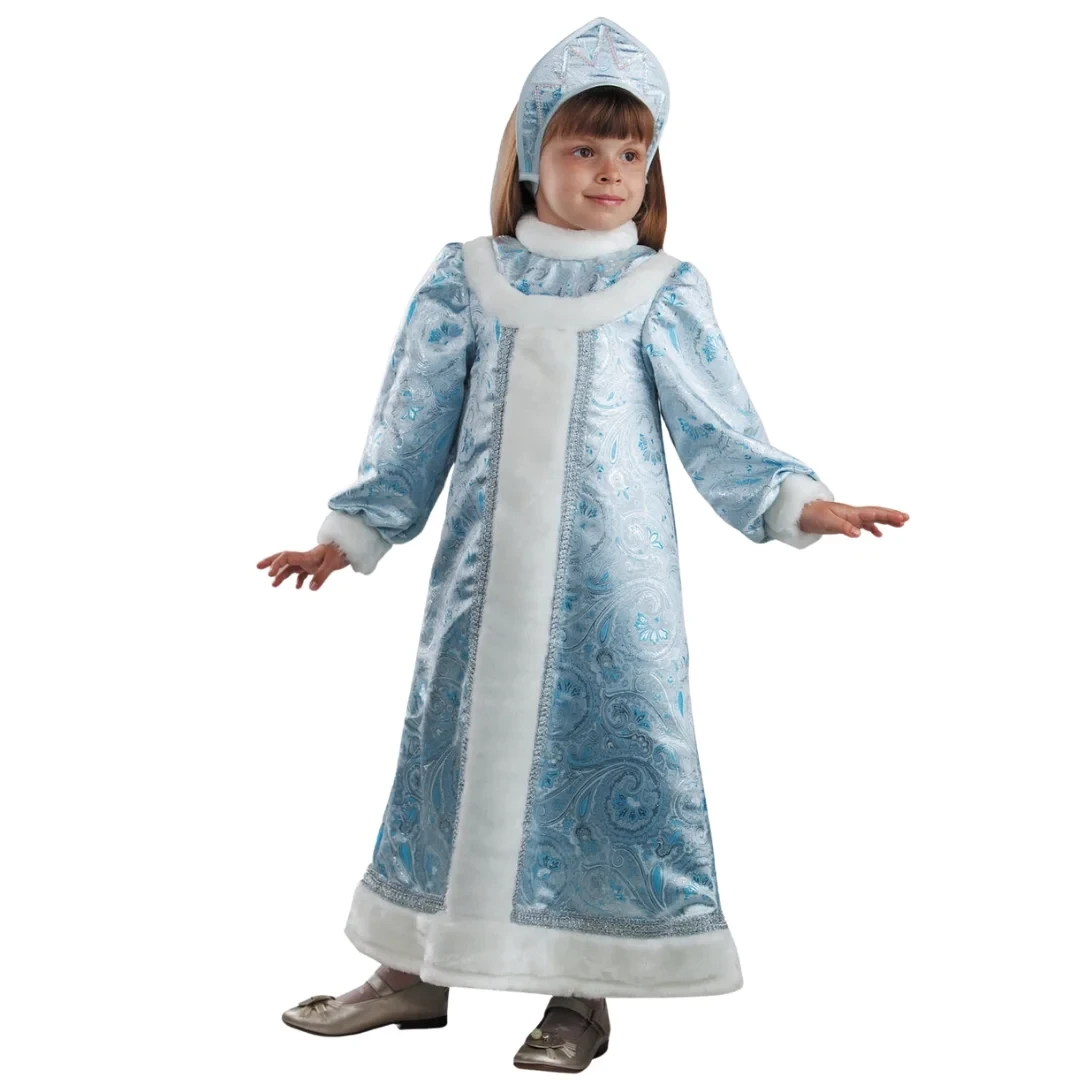 Детский карнавальный костюм для девочки Снегурочка шёлк БАТИК - фото 1 - id-p220133322