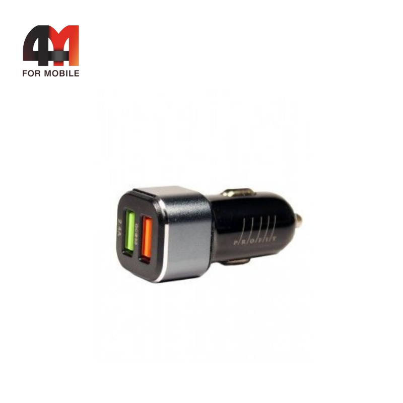 Автомобильное зарядное устройство Profit, ES-34, 2.4A, черный, Quick Charge+Micro - фото 1 - id-p220134802