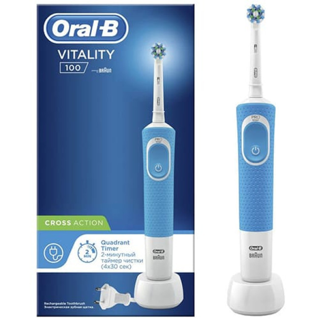 Электрическая зубная щетка Oral-B Vitality D100 Cross Action D100.413.1 Голубой - фото 1 - id-p220132190