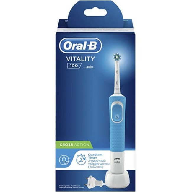 Электрическая зубная щетка Oral-B Vitality D100 Cross Action D100.413.1 Голубой - фото 2 - id-p220132190