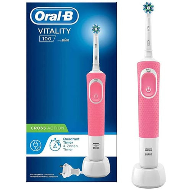 Электрическая зубная щетка Oral-B Vitality D100 Cross Action D100.413.1 Розовый - фото 1 - id-p220132192
