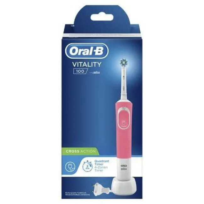 Электрическая зубная щетка Oral-B Vitality D100 Cross Action D100.413.1 Розовый - фото 2 - id-p220132192