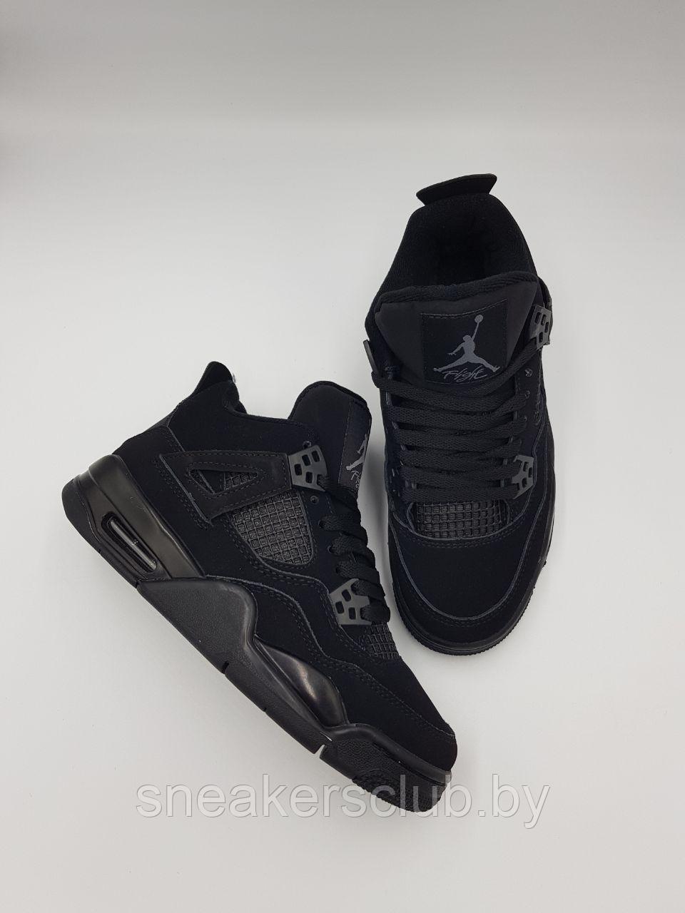 Кроссовки черные женские Nike Jordan 4 / зимние / повседневные / подростковые - фото 2 - id-p220136907