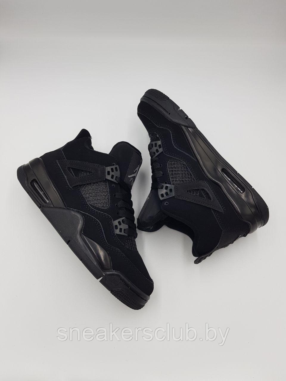 Кроссовки черные женские Nike Jordan 4 / зимние / повседневные / подростковые - фото 4 - id-p220136907