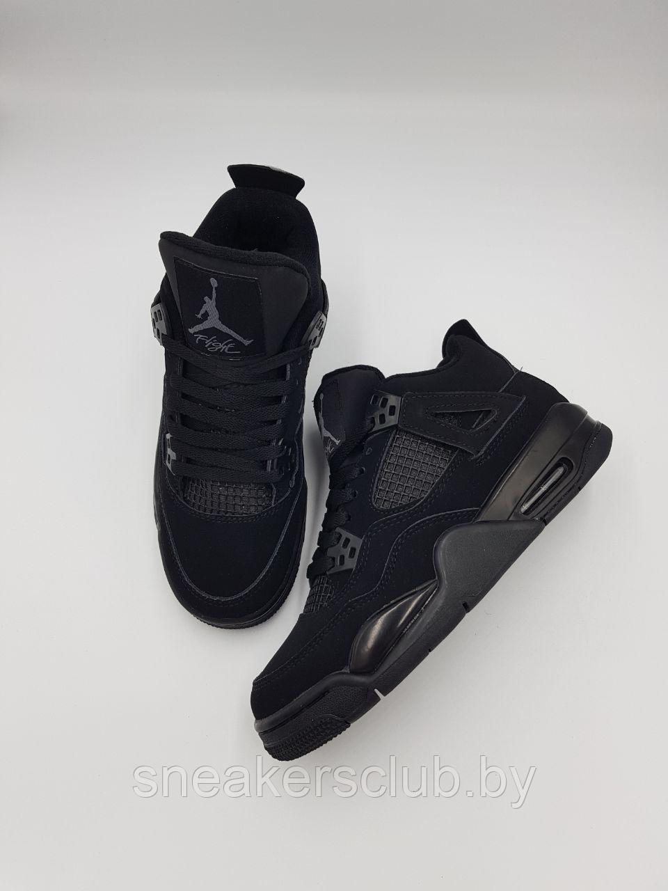 Кроссовки черные женские Nike Jordan 4 / зимние / повседневные / подростковые - фото 3 - id-p220136907