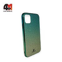 Чехол Iphone 11 Pro пластиковый, блестящий Сваровски, зеленого цвета