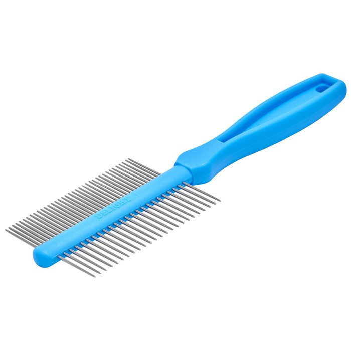 Расчёска DeLIGHT, двухсторонняя 24/37 зубьев 25 мм, пластиковая ручка, голубая - фото 1 - id-p220143087