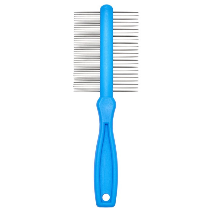 Расчёска DeLIGHT, двухсторонняя 24/37 зубьев 25 мм, пластиковая ручка, голубая - фото 3 - id-p220143087