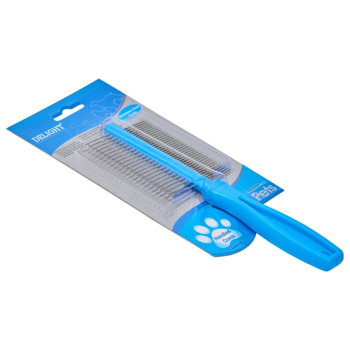 Расчёска DeLIGHT, двухсторонняя 24/37 зубьев 25 мм, пластиковая ручка, голубая - фото 5 - id-p220143087