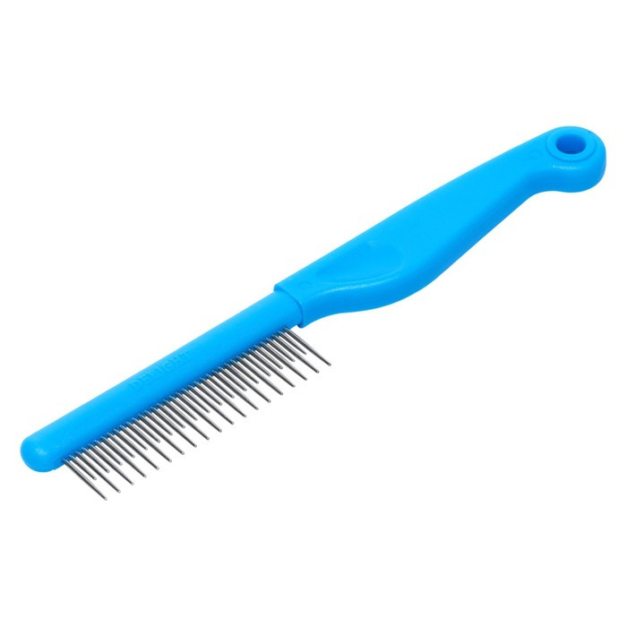Расчёска DeLIGHT, разнозубая 18/19 зубьев 13/22 мм, пластиковая ручка, голубая - фото 1 - id-p220143088