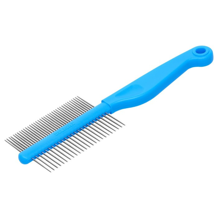 Расчёска DeLIGHT, двухсторонняя 24/37 зубьев 25 мм, пластиковая ручка, голубая - фото 1 - id-p220143090