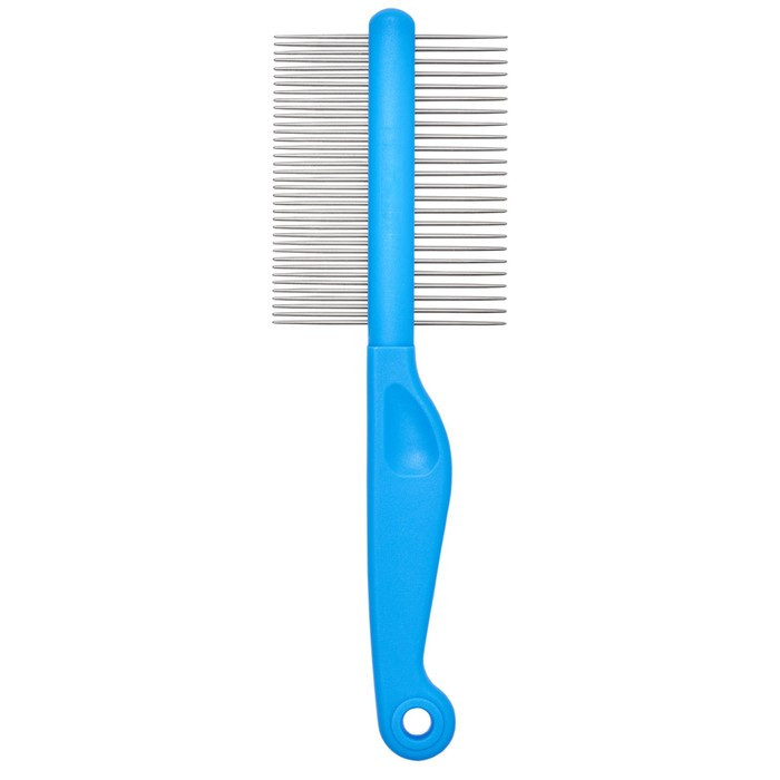 Расчёска DeLIGHT, двухсторонняя 24/37 зубьев 25 мм, пластиковая ручка, голубая - фото 3 - id-p220143090