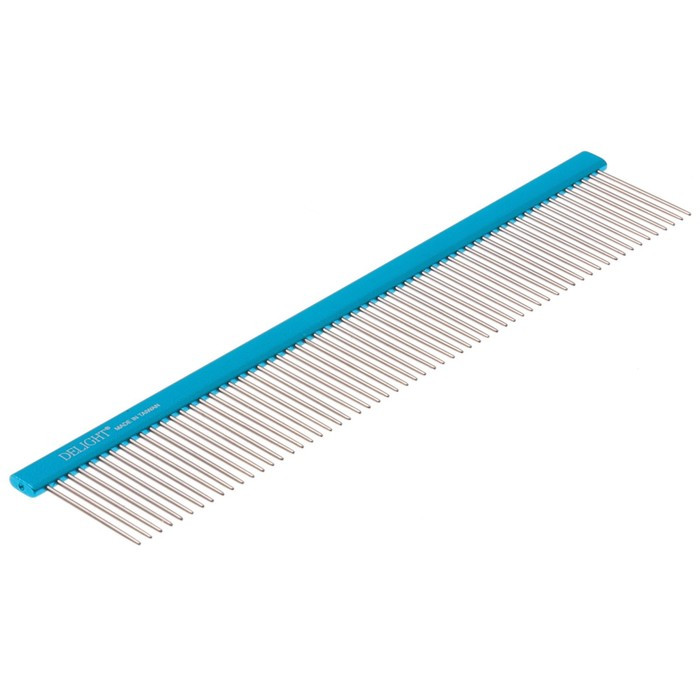 Расчёска DeLIGHT алюминевая, 25 см, с плоской ручкой, 61 зуб 36 мм, чёрно-синяя - фото 1 - id-p220143101