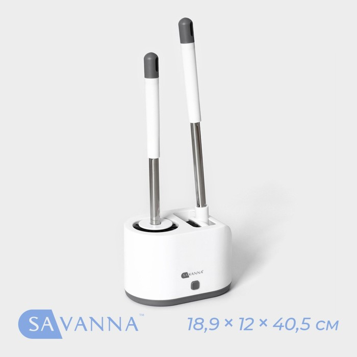 Ёрш для унитаза силиконовый с щёткой SAVANNA, цвет белый - фото 1 - id-p220143607