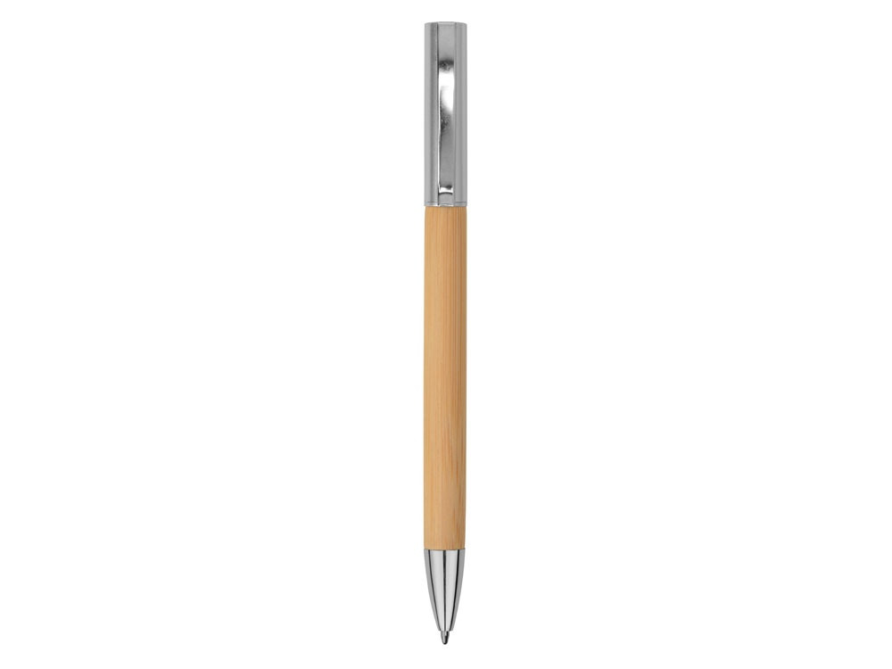 Ручка бамбуковая шариковая Saga, хром/бамбук - фото 2 - id-p220145053