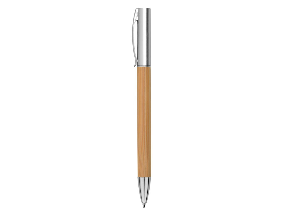 Ручка бамбуковая шариковая Saga, хром/бамбук - фото 3 - id-p220145053