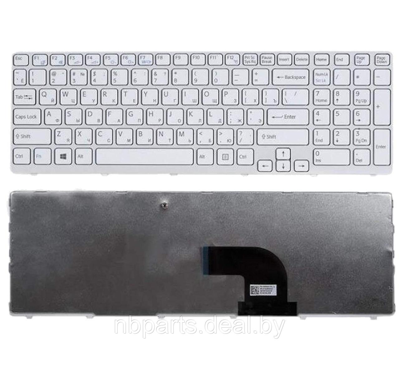 Клавиатура для ноутбука Sony SVE15, белая, с рамкой, RU - фото 1 - id-p194501048