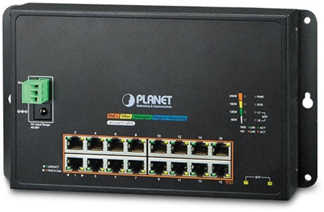 Коммутатор PLANET Technology Corporation. PLANET WGS-4215-16P2S IP40, IPv6/IPv4, 16-Port 1000T 802.3at PoE + - фото 1 - id-p220145698