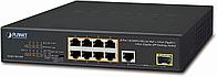 PLANET FGSD-1011HP неуправляемый PoE коммутатор. 8-Port 10/100TX 802.3at PoE + 1-Port 10/100/1000T + 1-Port