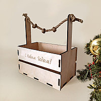 Деревянный подарочный ящик "С Новым Годом" (размер 27*16*30 см)