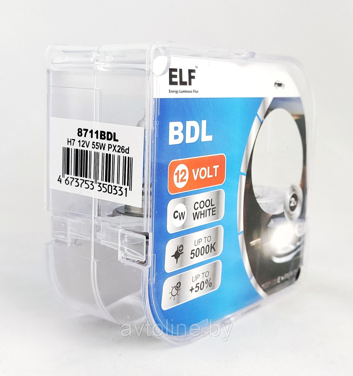 Автомобильная лампа H7 ELF 12V 55W BDL +50% 5000K (комплект 2шт) 8711BDL SET - фото 2 - id-p220138266