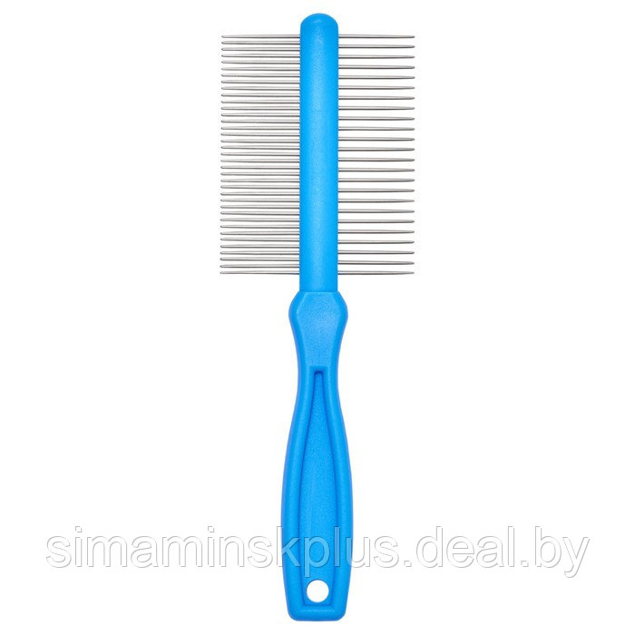 Расчёска DeLIGHT, двухсторонняя 24/37 зубьев 25 мм, пластиковая ручка, голубая - фото 3 - id-p220149754