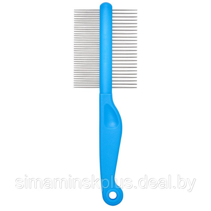 Расчёска DeLIGHT, двухсторонняя 24/37 зубьев 25 мм, пластиковая ручка, голубая - фото 3 - id-p220149757