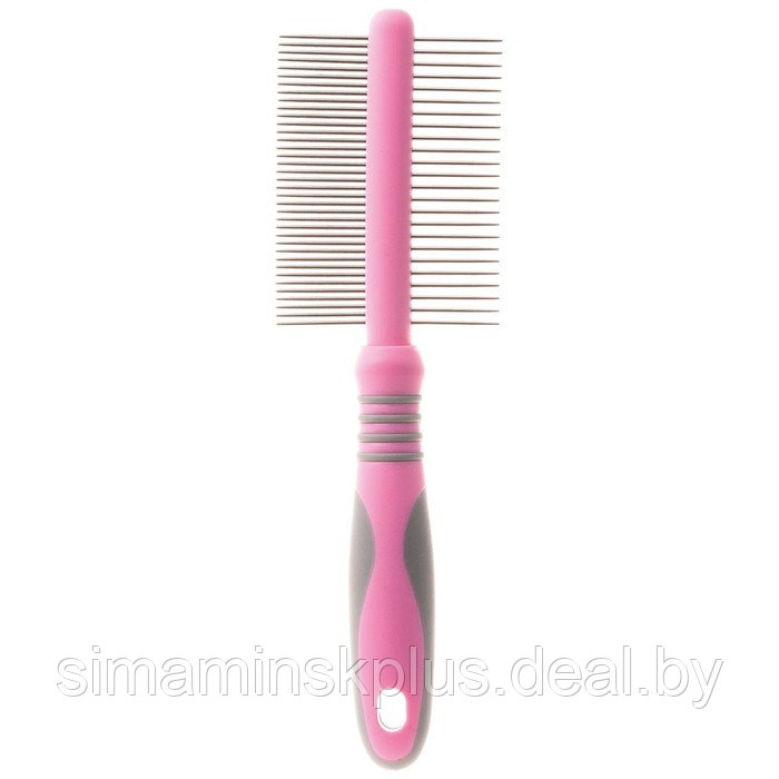 Расчёска DeLIGHT ROSE, с кольцами, двухсторонняя, 24/37 зубьев 25 мм, розовая - фото 3 - id-p220149763