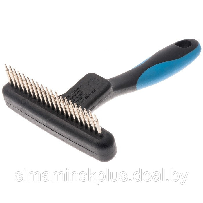 Расчёска-грабли DeLIGHT, плавающих больших, коротких зубьев 22 мм, чёрно-синяя - фото 1 - id-p220149765