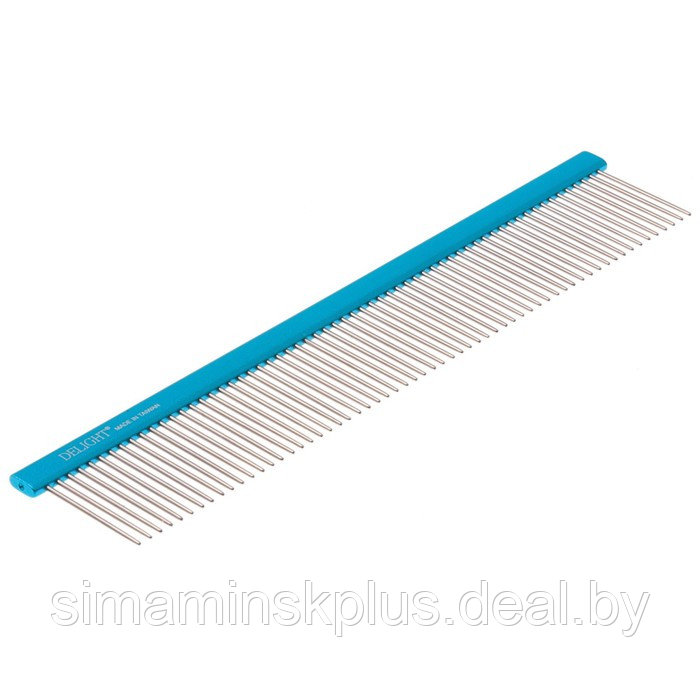 Расчёска DeLIGHT алюминевая, 25 см, с плоской ручкой, 61 зуб 36 мм, чёрно-синяя - фото 1 - id-p220149768