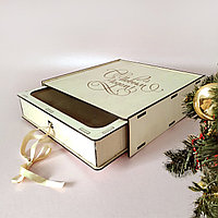 Подарочная деревянная коробка "С Новым годом" (размер 30*20 см)