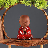 Сувенир дерево, фарфор "Маленький Будда в красном" с подставкой для благовонии 35х35х9,5 см, фото 6