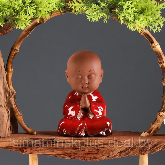Сувенир дерево, фарфор "Маленький Будда в красном" с подставкой для благовонии 35х35х9,5 см - фото 6 - id-p220150315