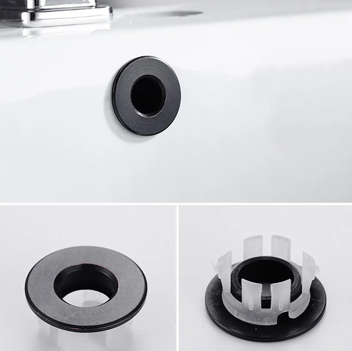 Декоративное кольцо перелива раковины черное SIPL - фото 1 - id-p220150569