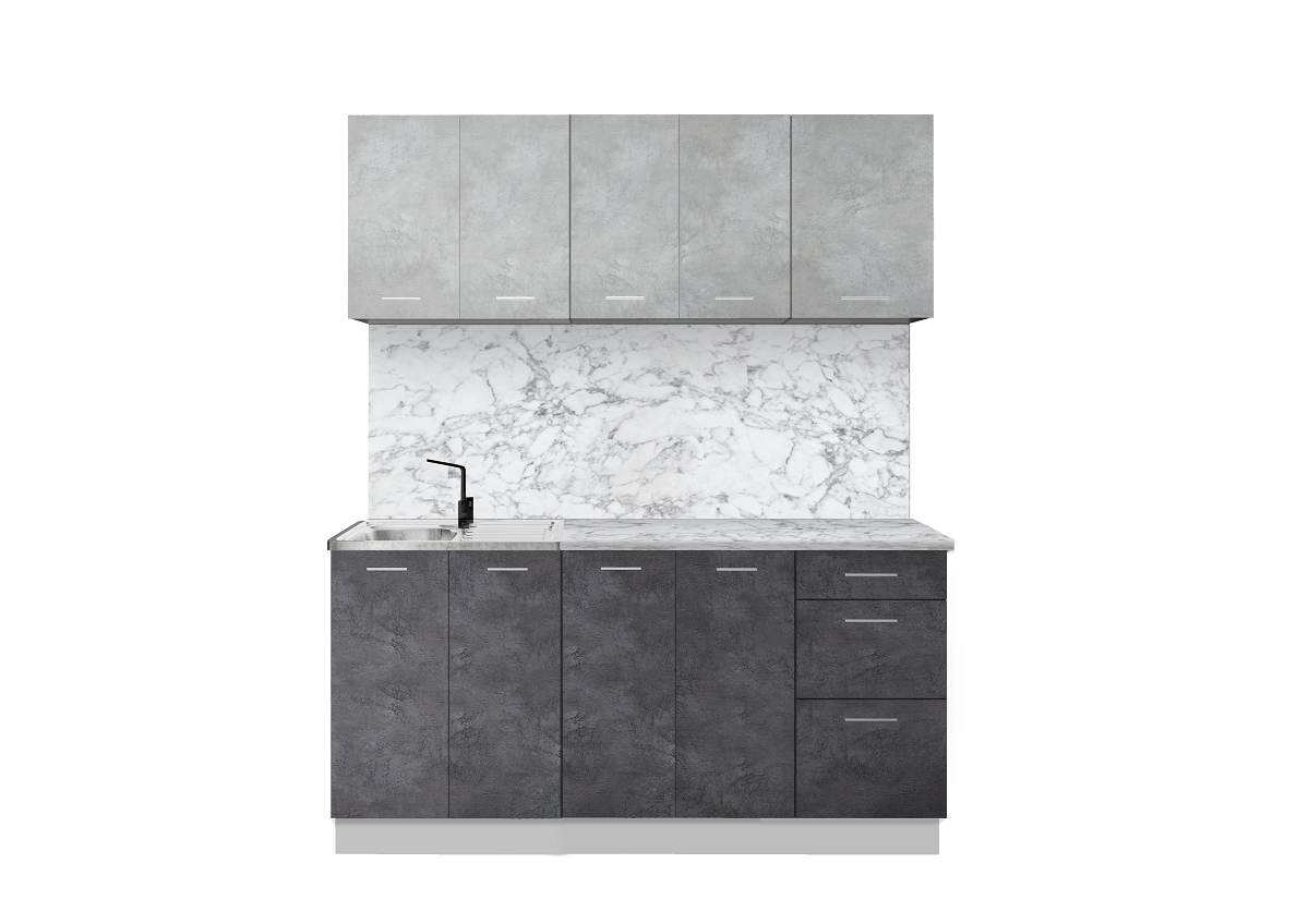 Кухня Оля 1.6-3 ЛДСП Бетон спаркс лайт - Бетон спаркс