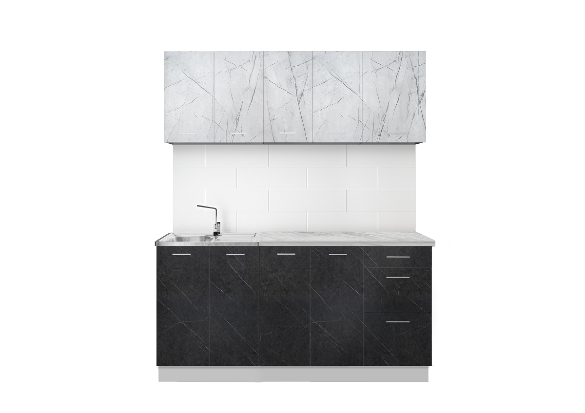 Кухня Оля 1.6-3 МДФ Мрамор серый - Мрамор графитовый