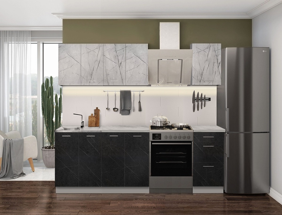 Кухня готовая Оля 1.6м МДФ Мрамор серый - Мрамор графитовый - фото 2 - id-p220150684