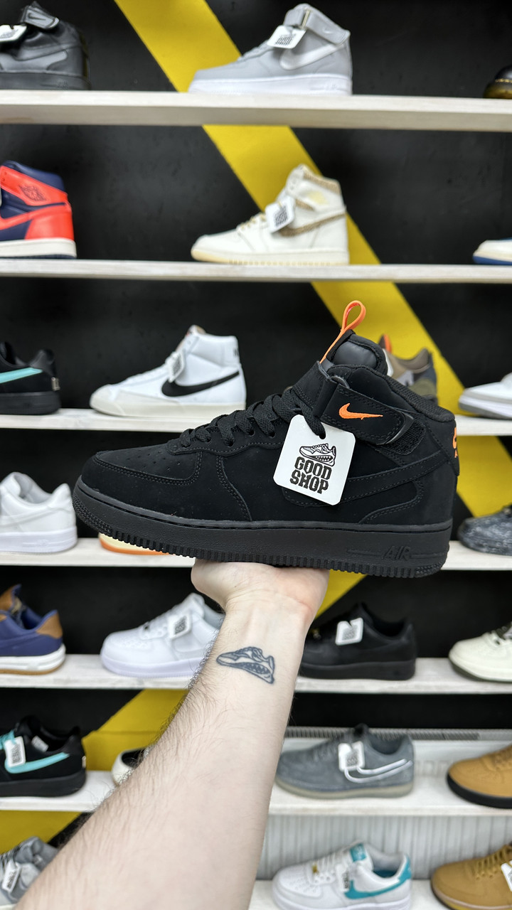 Кроссовки WTR Nike Air Force 1 Mid Black Orange 43 (27,5 см) - фото 1 - id-p220749004