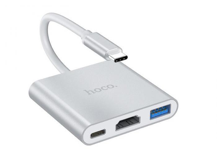 Хаб USB Hoco HB14 Easy USB3.0/HDMI/Type-C+PD - Type-C - фото 1 - id-p219049017