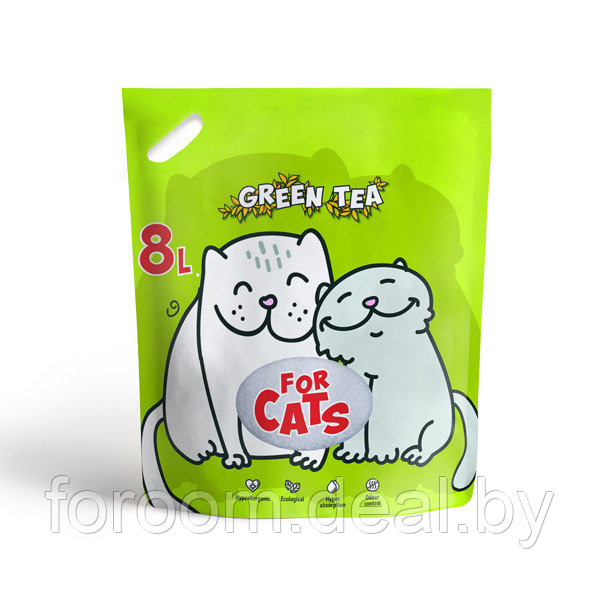 Наполнитель FOR CATS силикагелевый с ароматом зеленого чая, 8 л. - фото 1 - id-p220151839